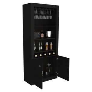 Bar Alto 5 Botelleros Y Portacopas Fm-003c - Cafe Oscuro Y Negro