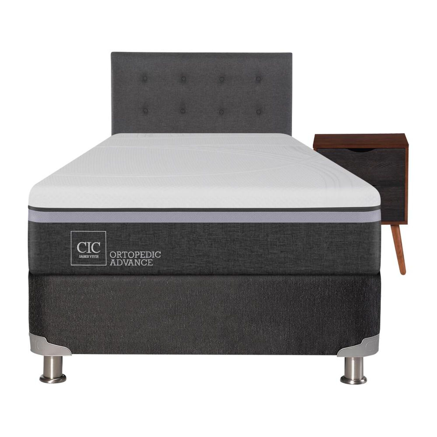 Box Spring Cic Ortopedic / 1.5 Plazas / Base Normal + Set De Maderas image number 0.0