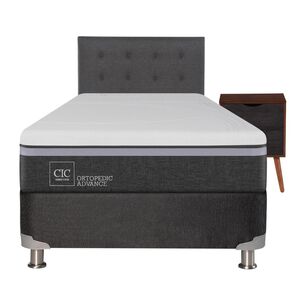 Box Spring Cic Ortopedic / 1.5 Plazas / Base Normal + Set De Maderas