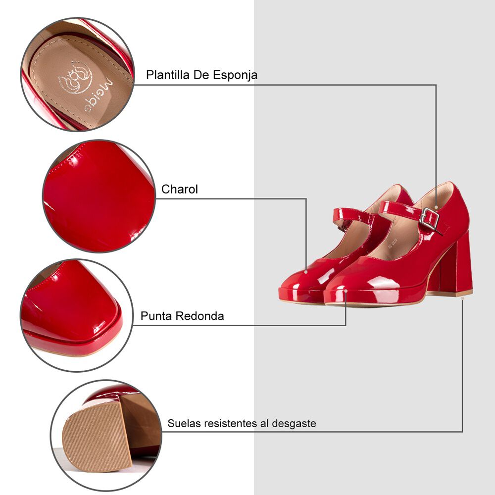 Zapato Mary Jane Tacones Elegante Charol Mujer Weide Yl83 image number 5.0