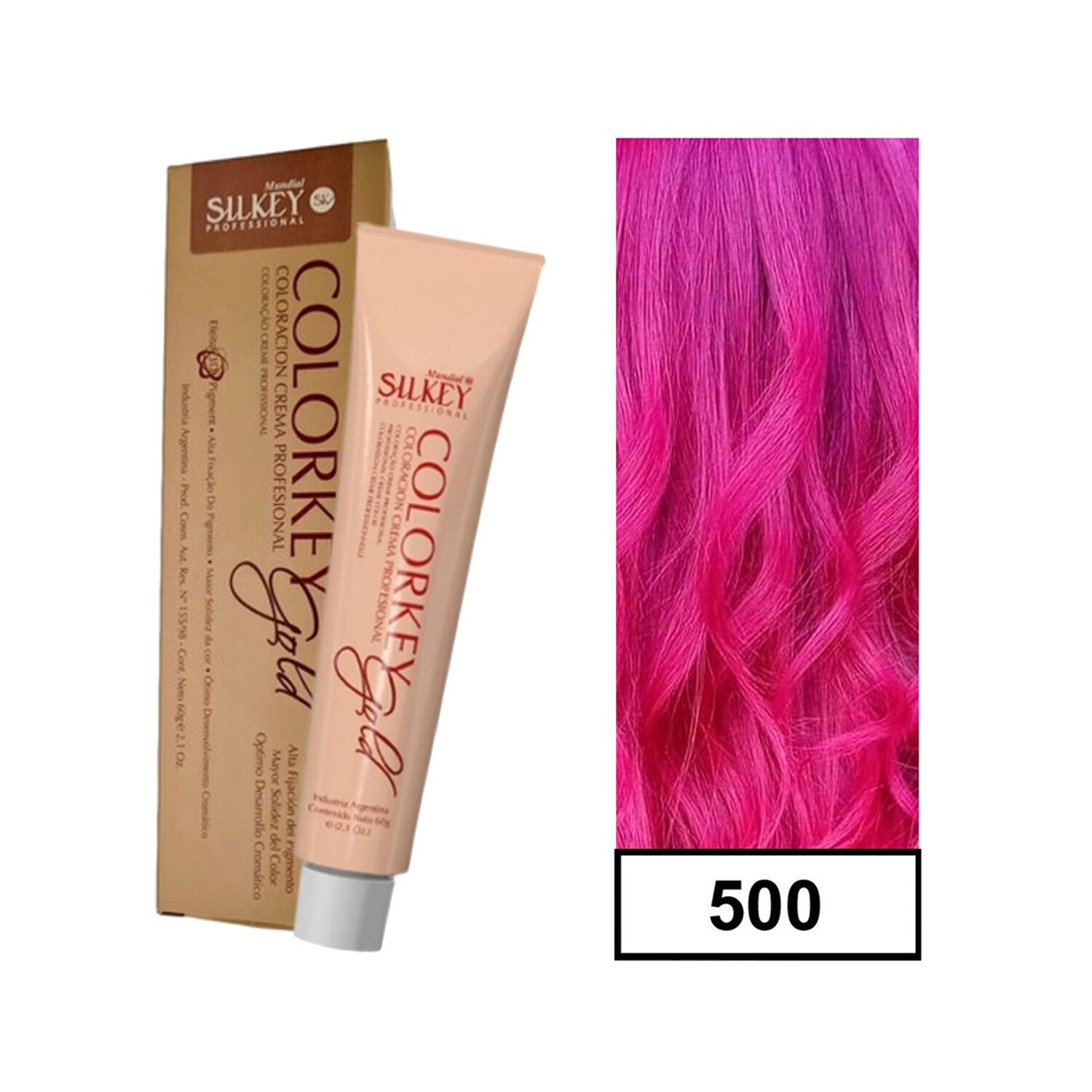 Colorkey Gold - Tintura Permanente Efecto 3d Pigment Silkey 60gr + Oxidante - 500 Fucsia image number 0.0