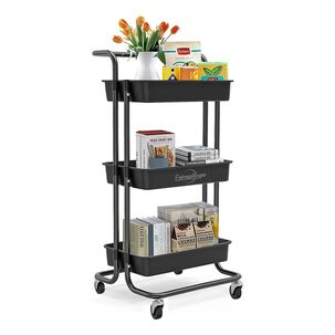 Carrito Organizador 3 Niveles Plástico Metal Negro