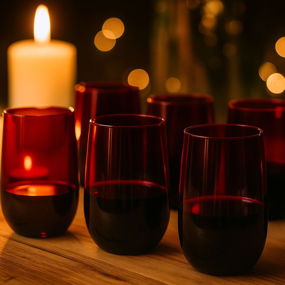 Set 12 Vasos Vidrio Altos Full Color Rojo 500ml Allegra image number 2.0