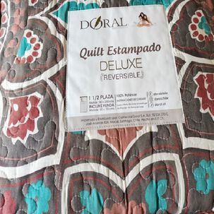 Quilt 1,5 Plazas Estampado Deluxe Reversible Doral