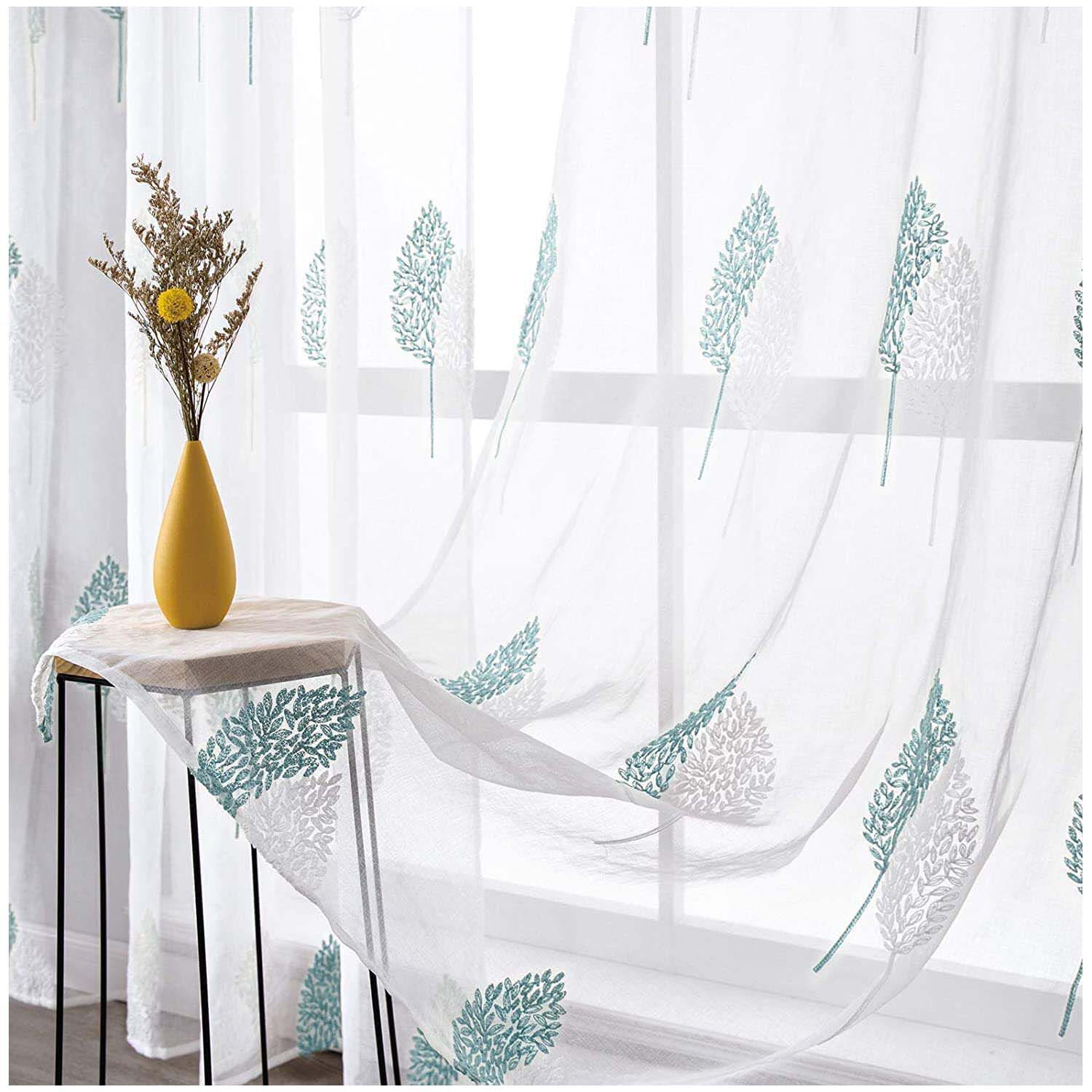 Set De 02 Visillos Bordados Con Argollas 140x230 Cm Mod11 image number 1.0