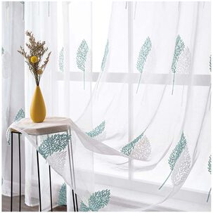 Set De 02 Visillos Bordados Con Argollas 140x230 Cm Mod11