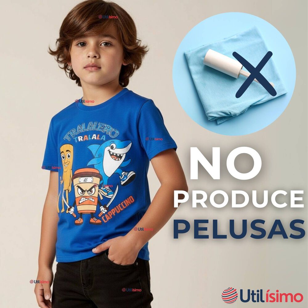 Polera Brainrots 100% Algodón Manga Corta Niño Tralalero Azul image number 8.0