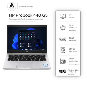 Notebook Hp 440 G5 I7 8th 16gb 256gb - Win11 Office - Reacondicionado Profesional