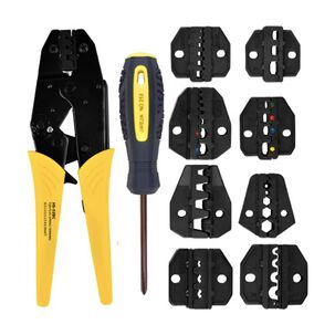 Alicate Crimpeadora Prensa Trinquete + 8 Cabezales