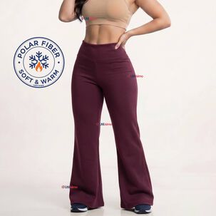 Calza Polar Con Chiporro Palazzo Mujer Elasticada T&eacute;rmica Burdeo