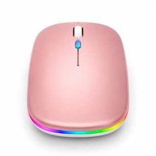 Mouse Dual Inal&aacute;mbrico Rosado Recargable Bluetooth + Usb 2g