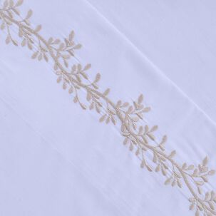 Sabana Bordada 180 Hilos Mashini 2 Plazas Ramas Beige