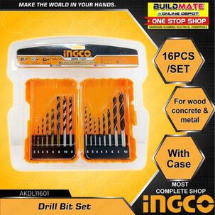 Set De Brocas 16pcs Metal/concreto/madera Ingco Profesional Set De Brocas 16pcs Metal/concreto/madera Ingco Profesional