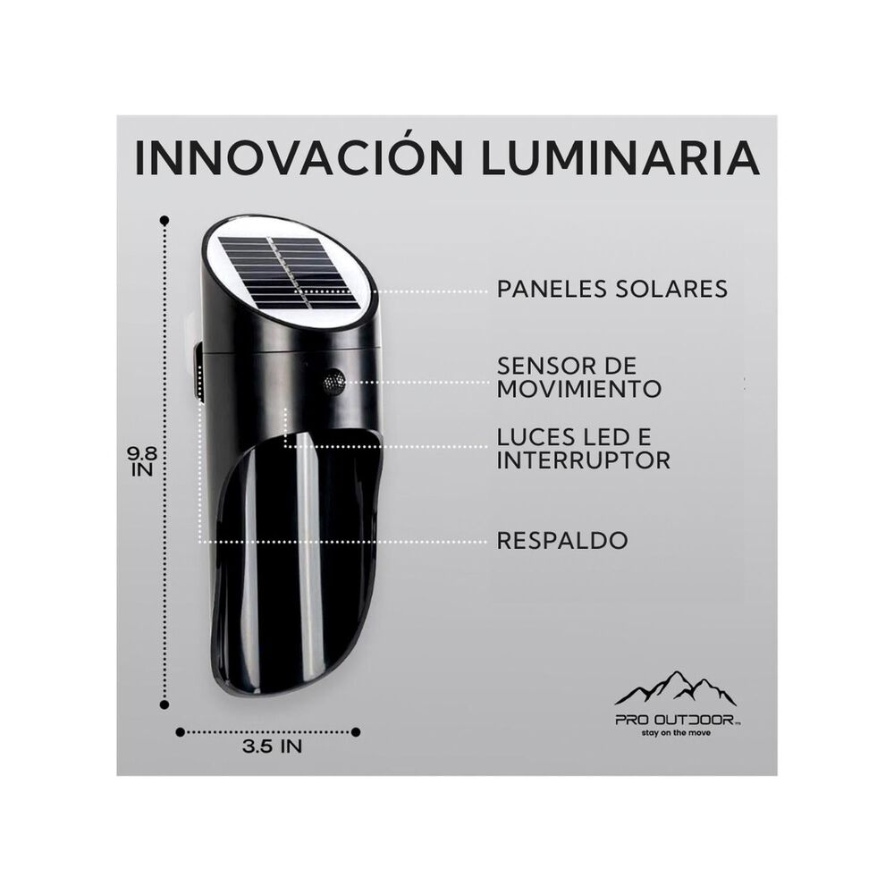 Pack 4 Aplique Led Solar Para Exterior Negro image number 3.0