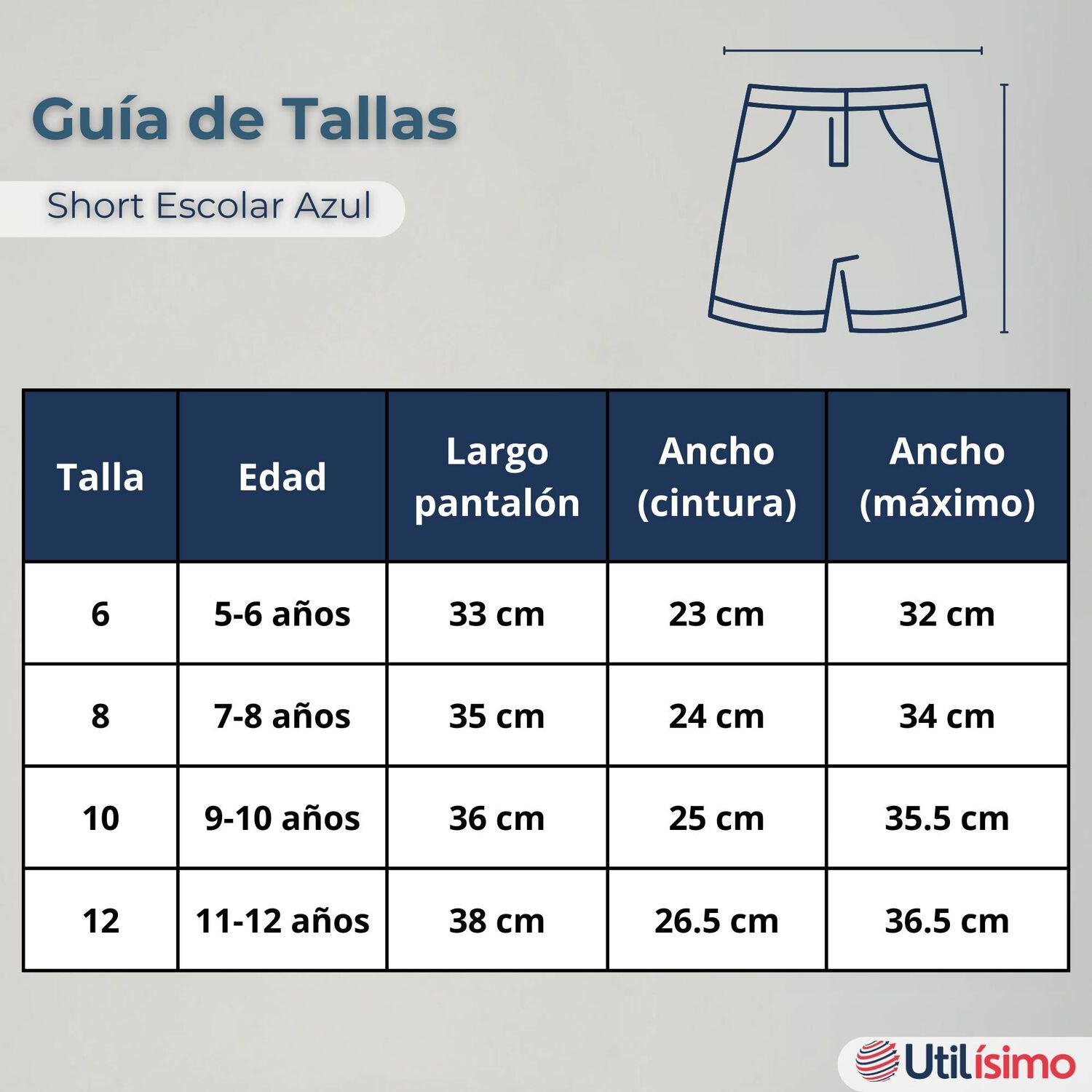 Pantal&oacute;n Corto Short Ni&ntilde;o Algod&oacute;n Deportivo Escolar Azul Marino image number 2.0