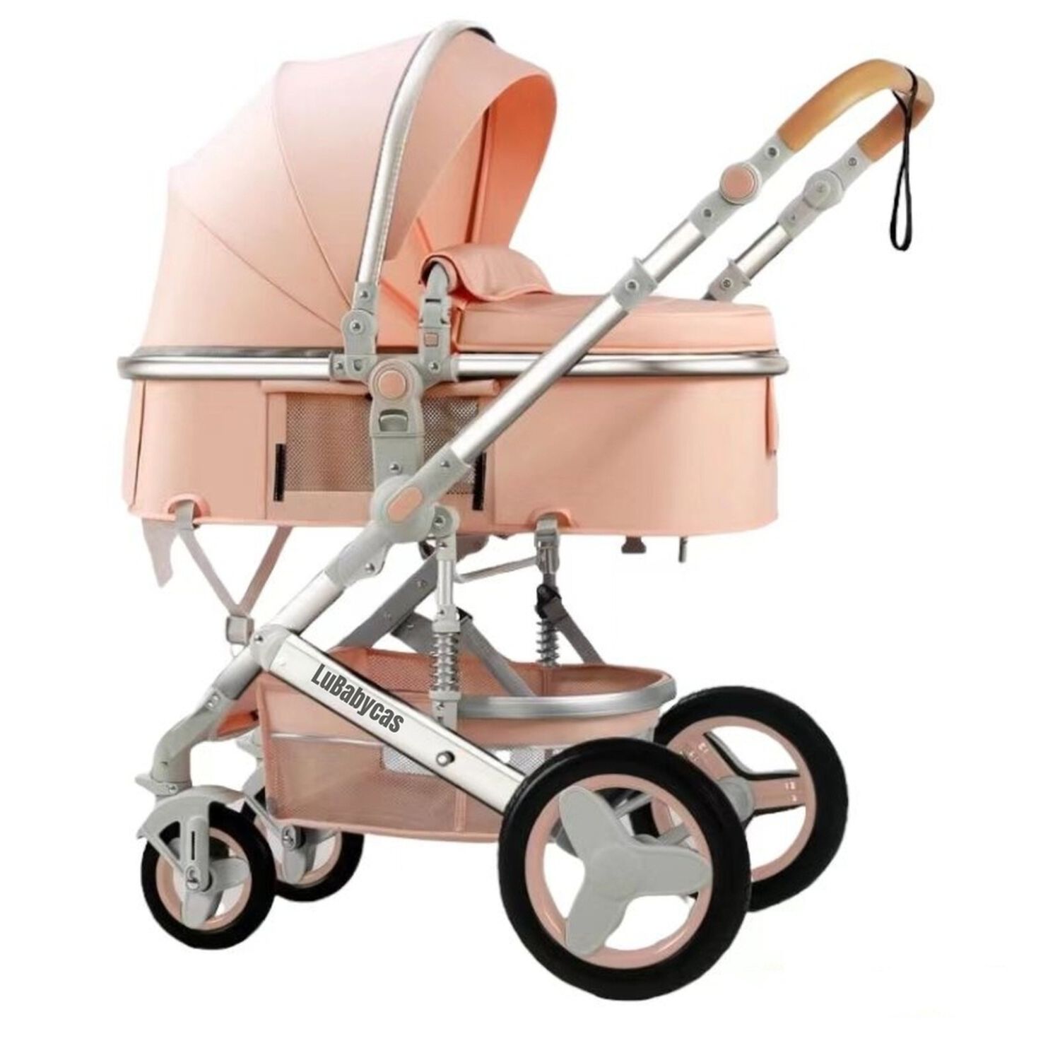 Coche Cuna Mois&eacute;s Con Accesorios Lubabycas Rosado image number 8.0