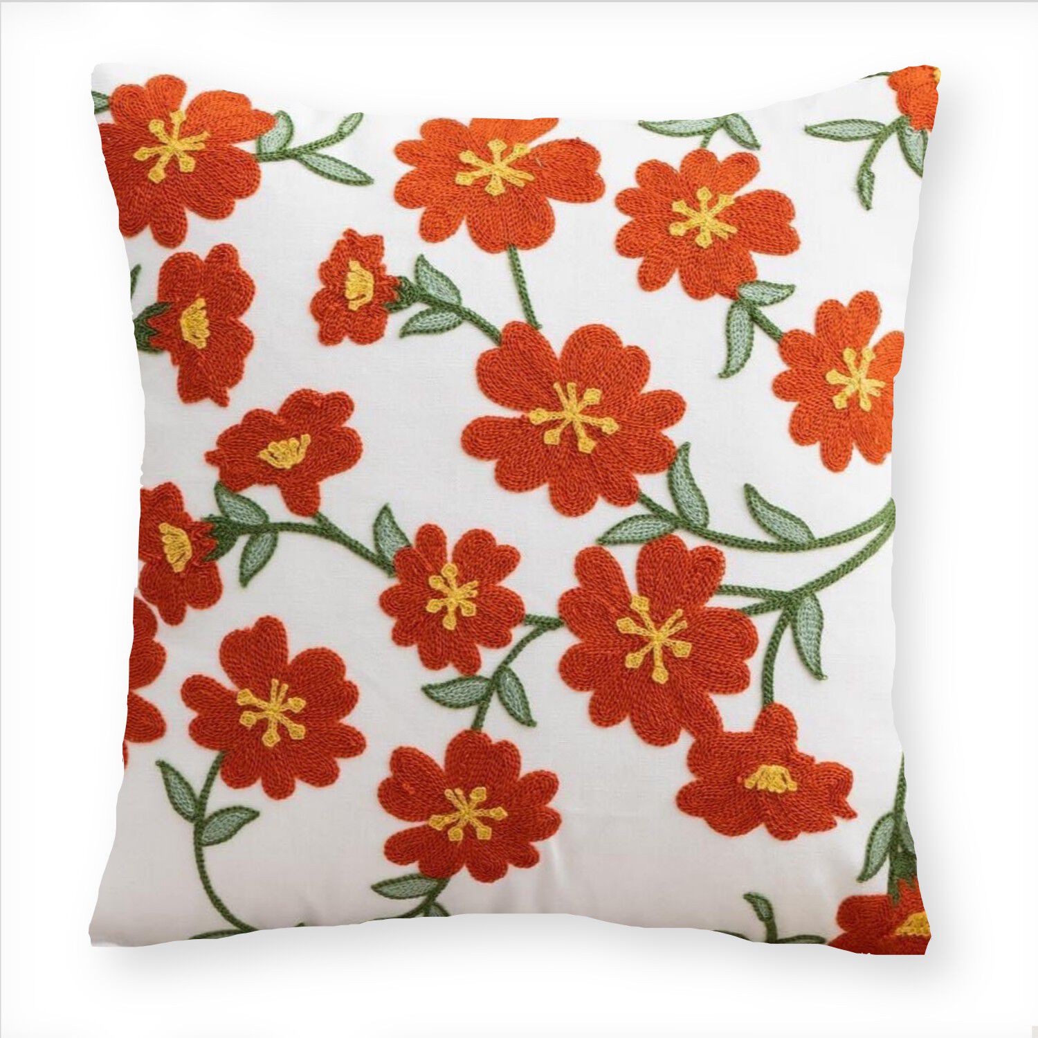 Funda Cojin Bordada 45x45 Cm Florcitas Rojas image number 0.0