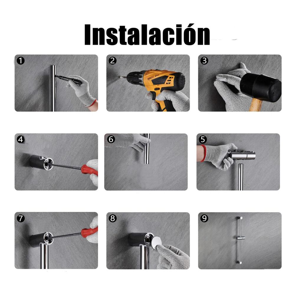 Barra Soporte Ducha Acero Inoxidable Ajustable 360 Grados image number 2.0