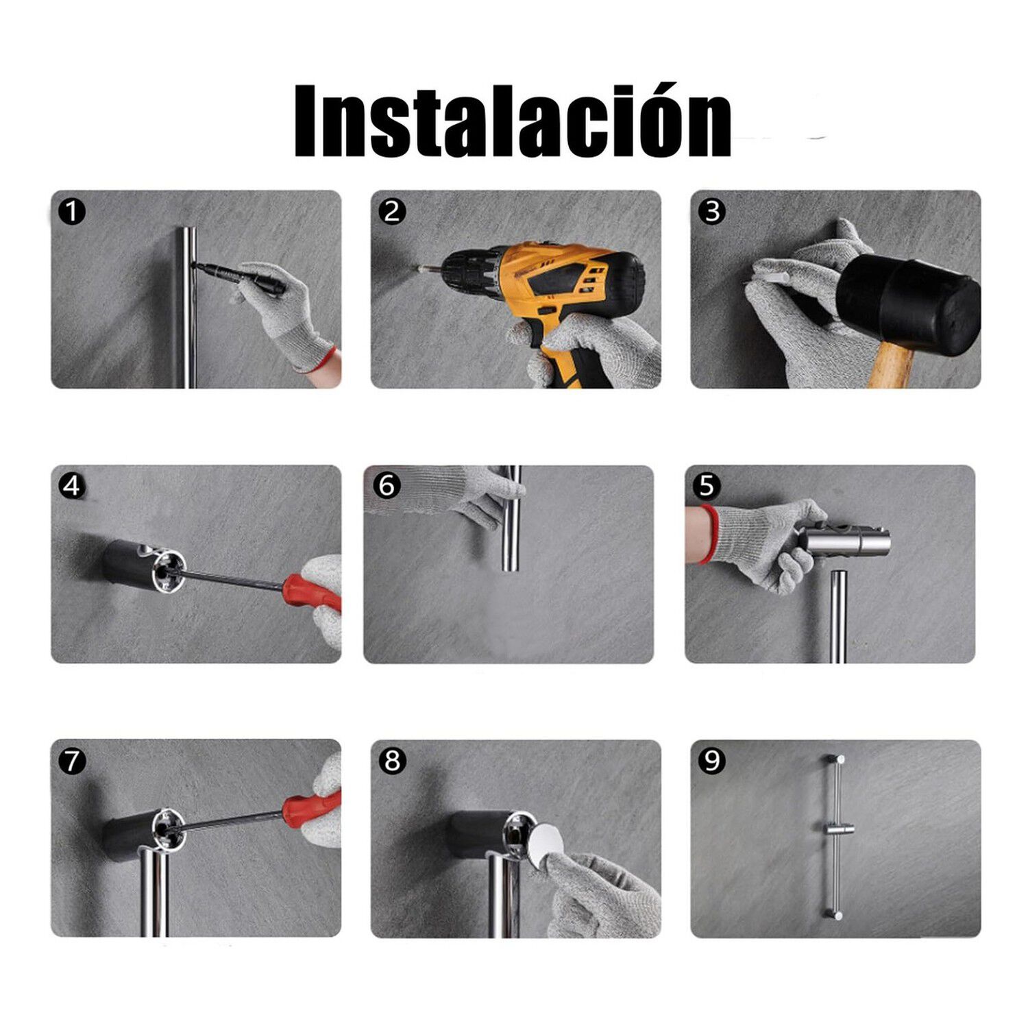 Barra Soporte Ducha Acero Inoxidable Ajustable 360 Grados image number 2.0
