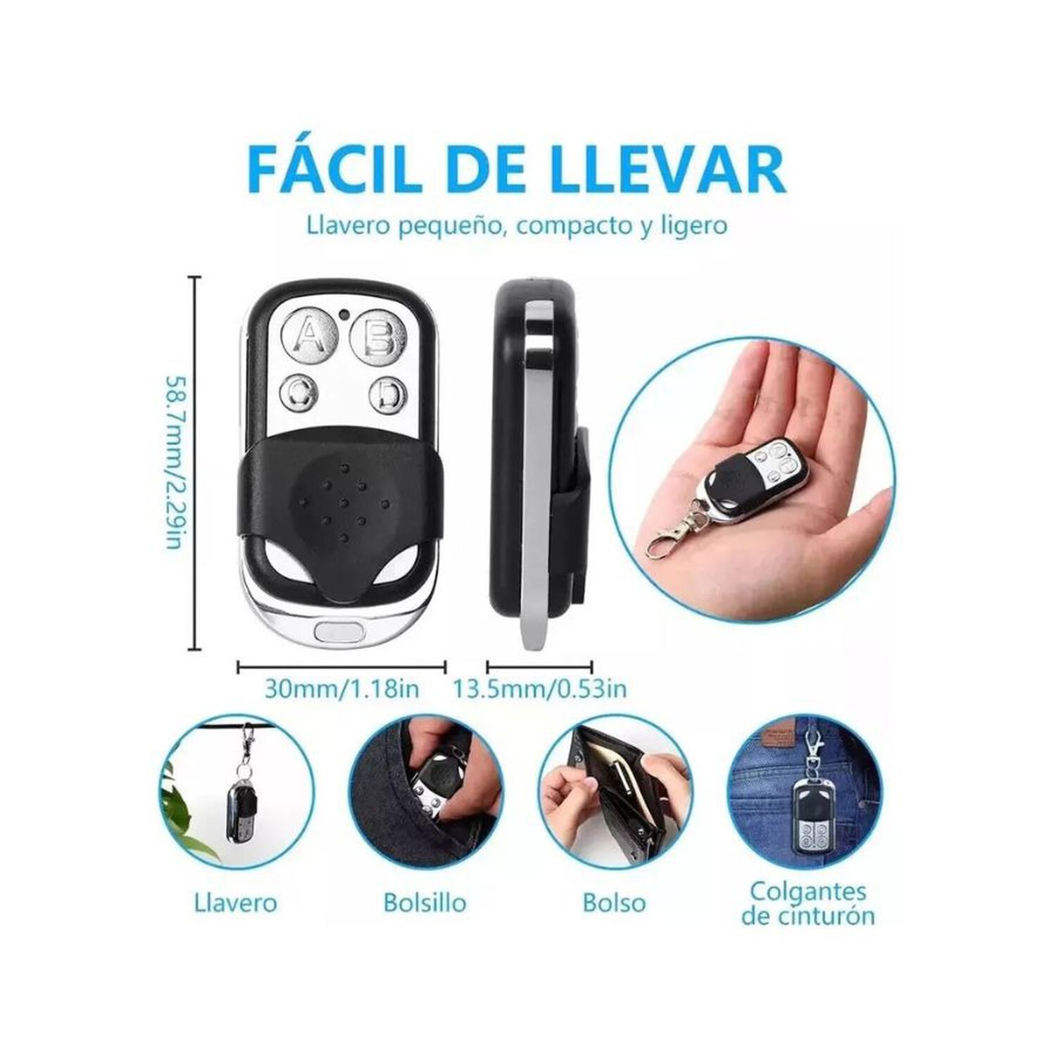 Control Remoto Porton Universal Clonador Duplicador 433mhz 4 Botones image number 3.0