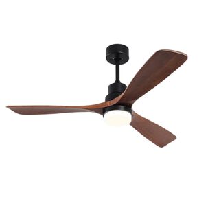 Ventilador De Techo 3 Aspas Madera Y Luz Led