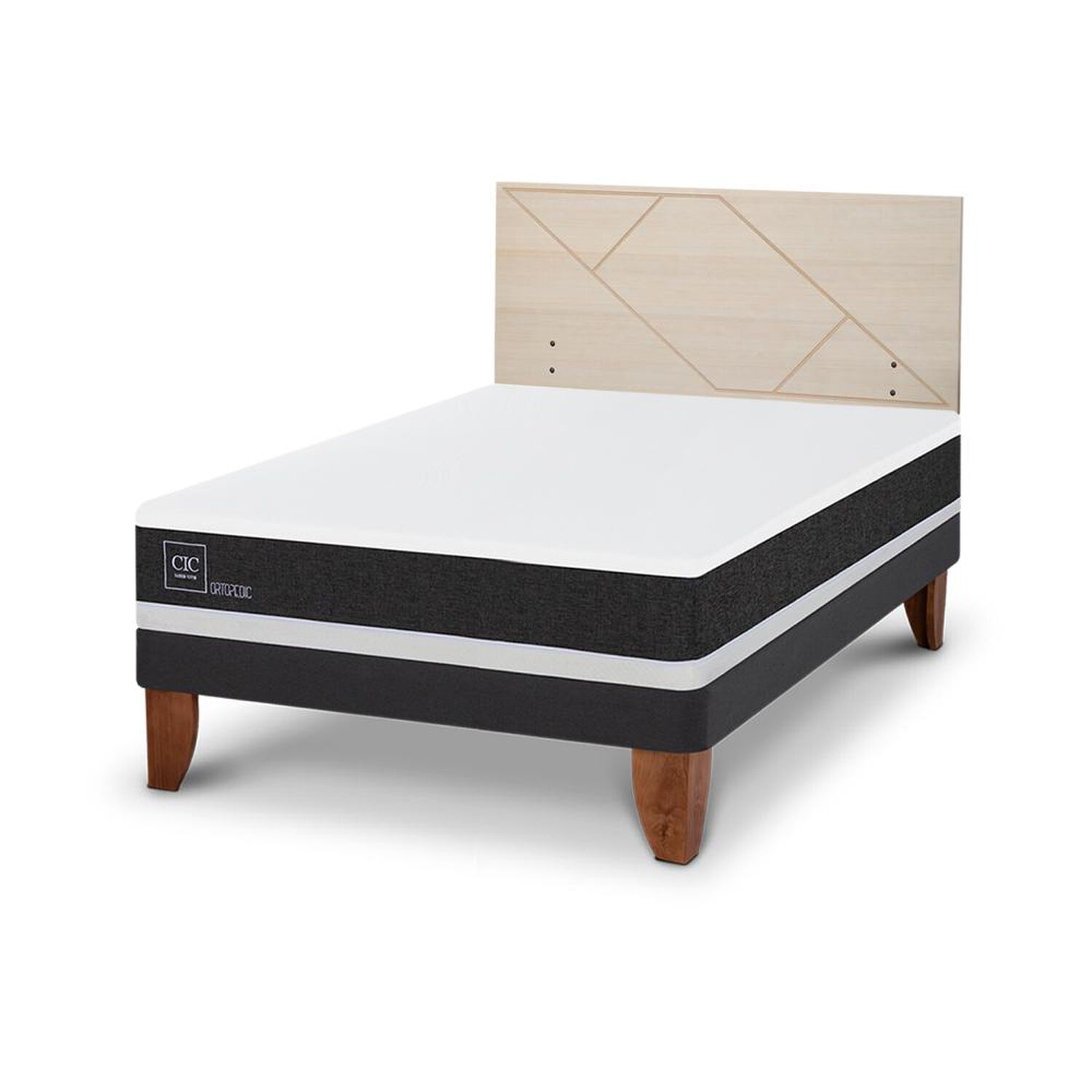 Cama Europea Cic Ortopedic / 2 Plazas / Base Normal + Respaldo image number 3.0