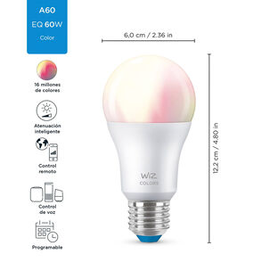 Ampolleta E27 Wiz Inteligente 8.5w Dimeable Luz Cálida A Fria Y Rgb Bluetooth