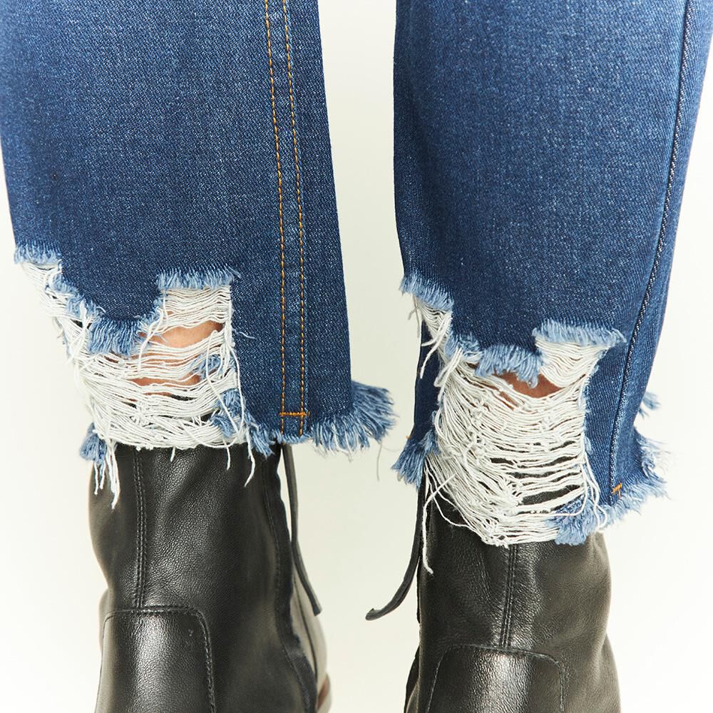 Jeans Roturas Tiro Medio Recto Mujer Geeps image number 5.0