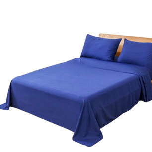 Juego De Sabanas De Genero Microfibra 1.5 Plazas + 1 Funda De Almohada 50cm X 70cm Color Azul Rey