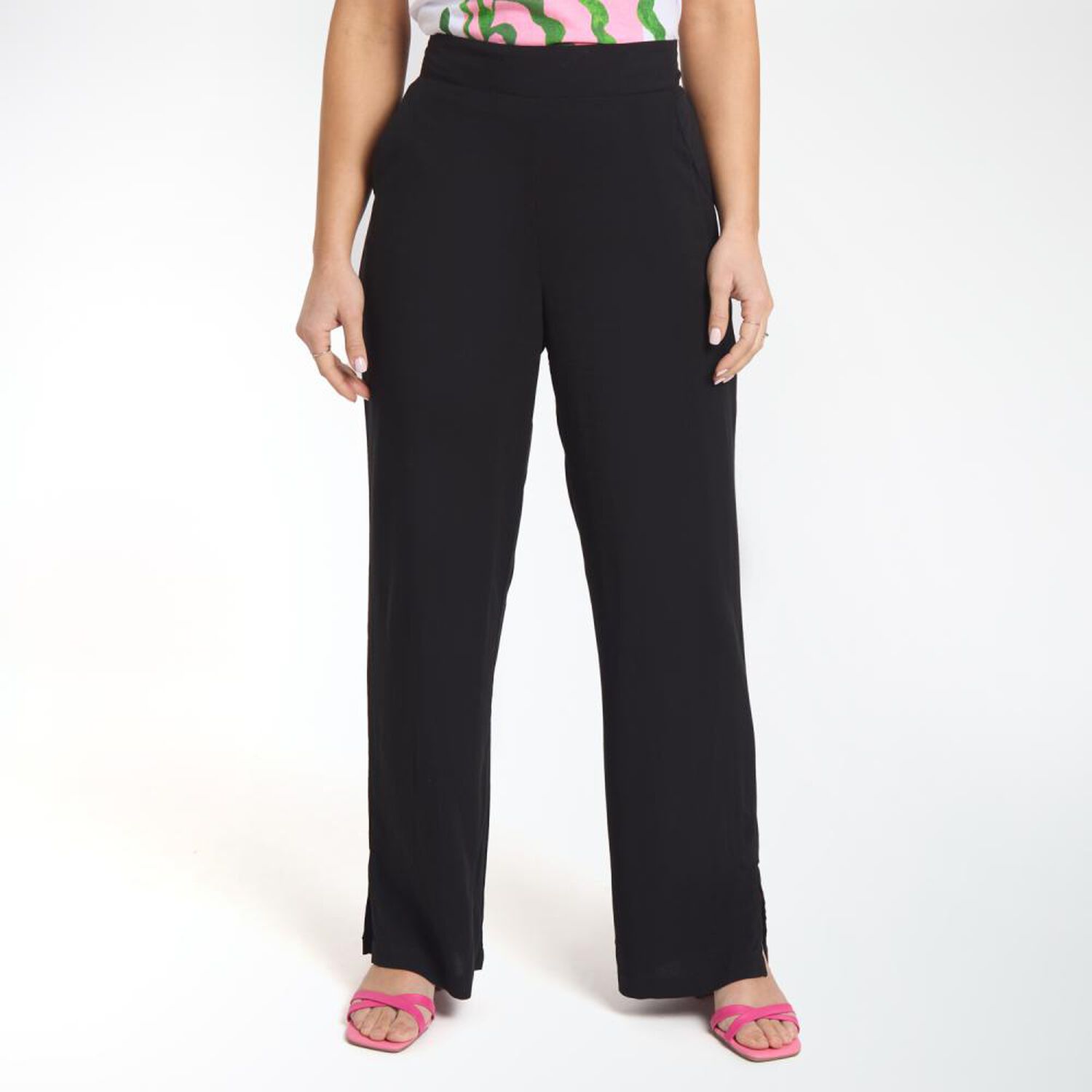 Pantal&oacute;n Full Print Pretina El&aacute;sticada Tiro Medio Palazzo Mujer Geeps image number 0.0