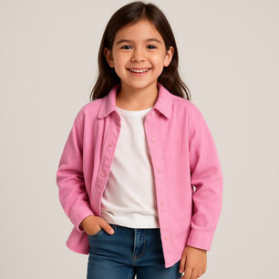 Camisa Rosa Ni&ntilde;a Manga Larga Con Brillos