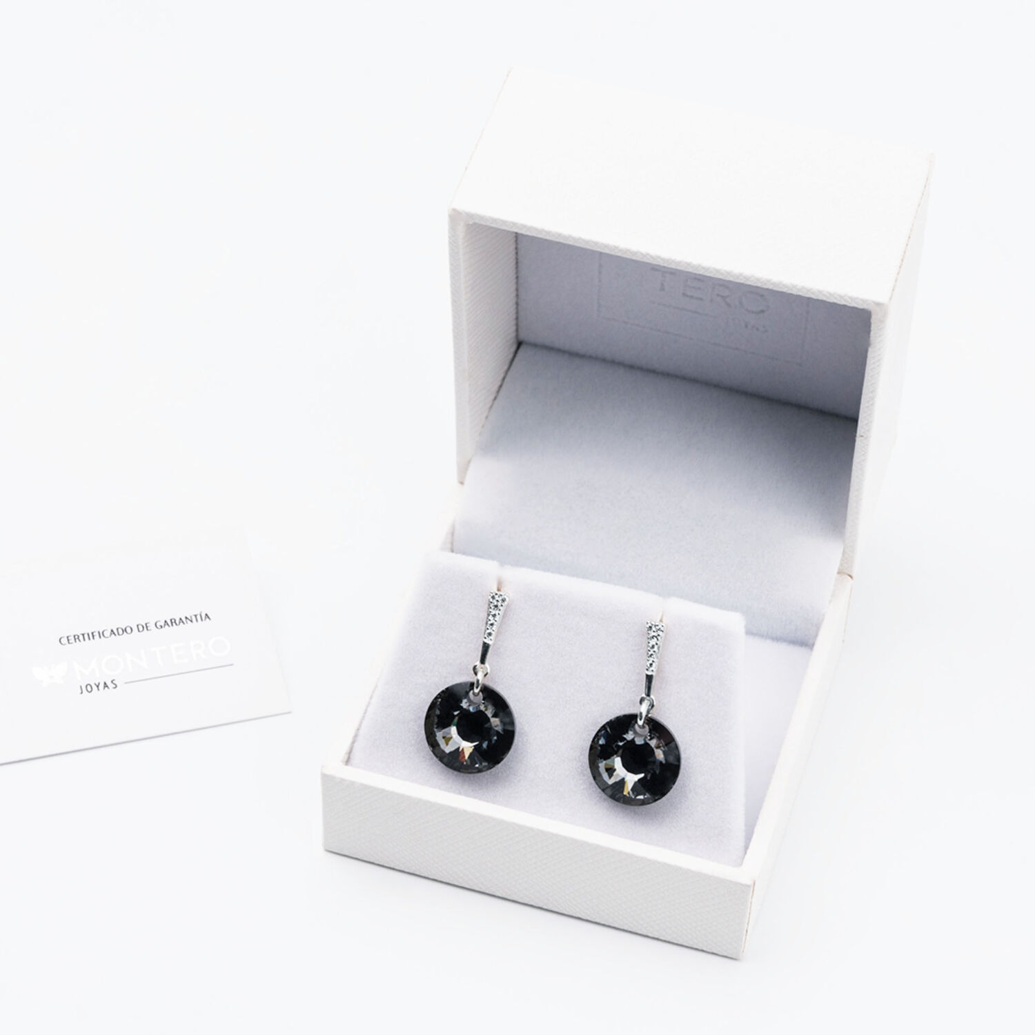 Aros Paris Plata Italiana 925 Y Cristales Genuinos Silver Night image number 2.0