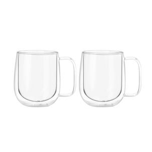 Set 2 Tazas Mug De Vidrio Doble Pared 300 Ml Simplit