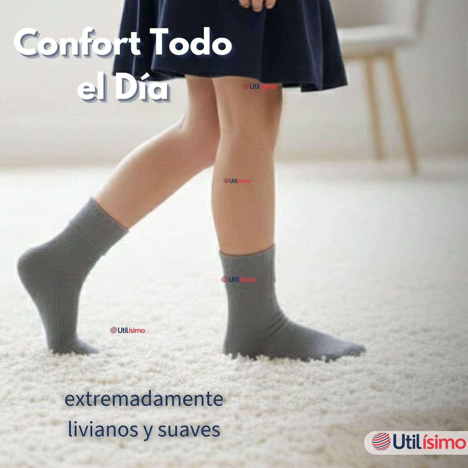 Pack 6 Calcet&iacute;nes Escolares Corto Algod&oacute;n Gris Ni&ntilde;o Juvenil image number 8.0