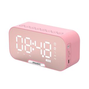Radio Reloj Despertador Digital Parlante Bluetooth Y Espejo Rosa