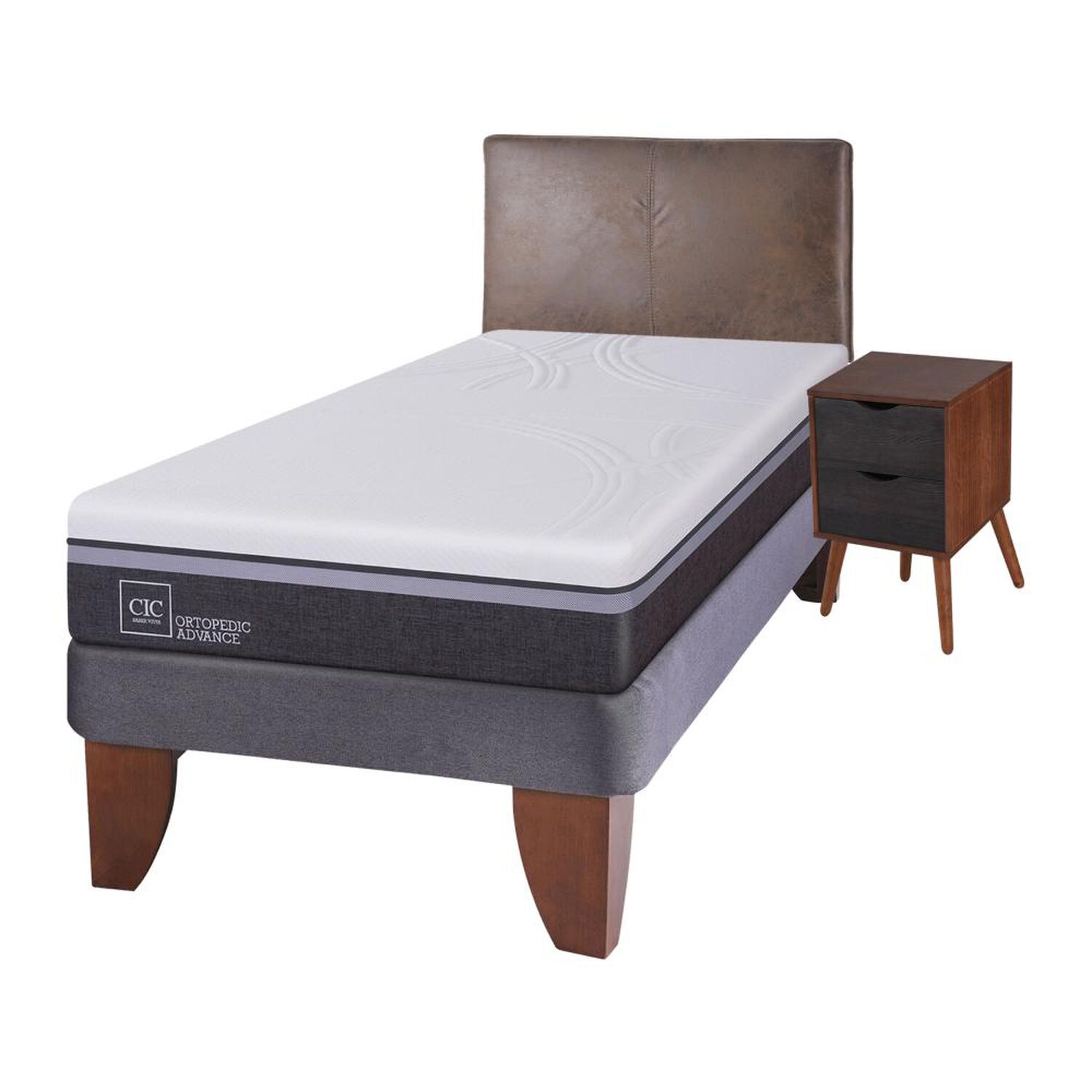 Cama Europea Cic Ortopedic Advance / 1.5 Plazas / Base Normal + Set De Maderas image number 1.0