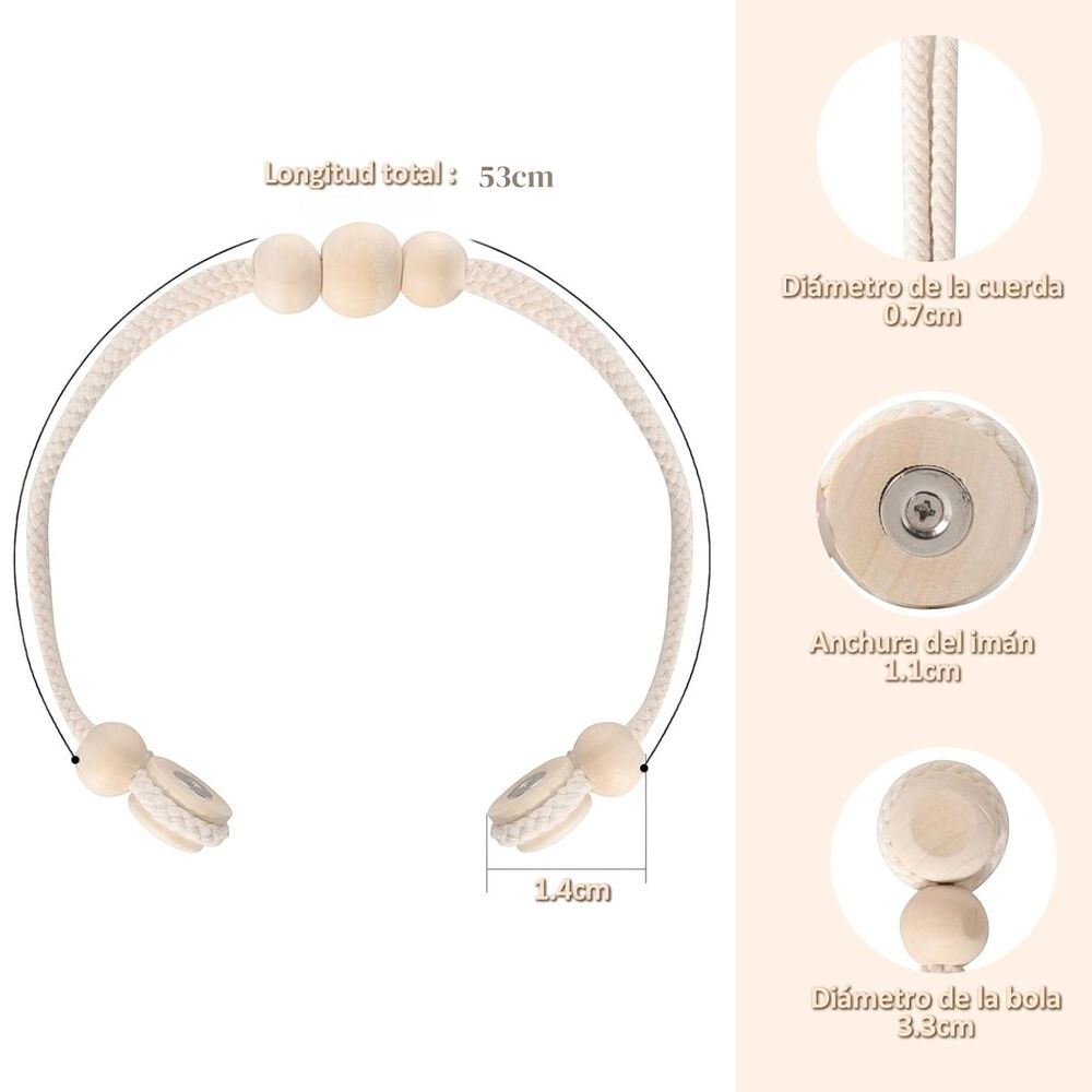 Pack De 02 Sujetadores Magnéticas Para Cortinas Beige image number 4.0