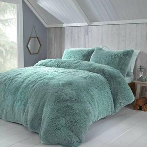 Cubrecama Peludo 2 Plazas - Verde Agua