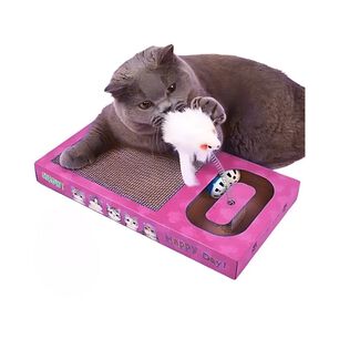Juguete Gatos Rosa Interactivo Rascador Rectangular + Raton