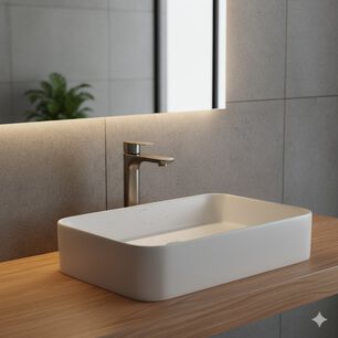 Monomando Lavatorio Llave Modelo Bruna Alto High Stretto Color Grafito Austral