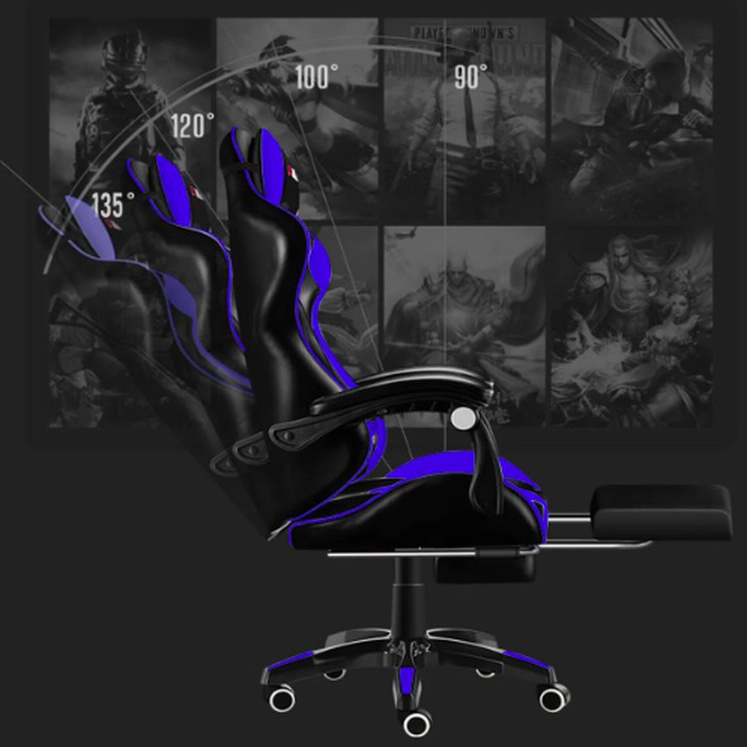 Silla Gamer Ergon&oacute;mica Azul image number 4.0