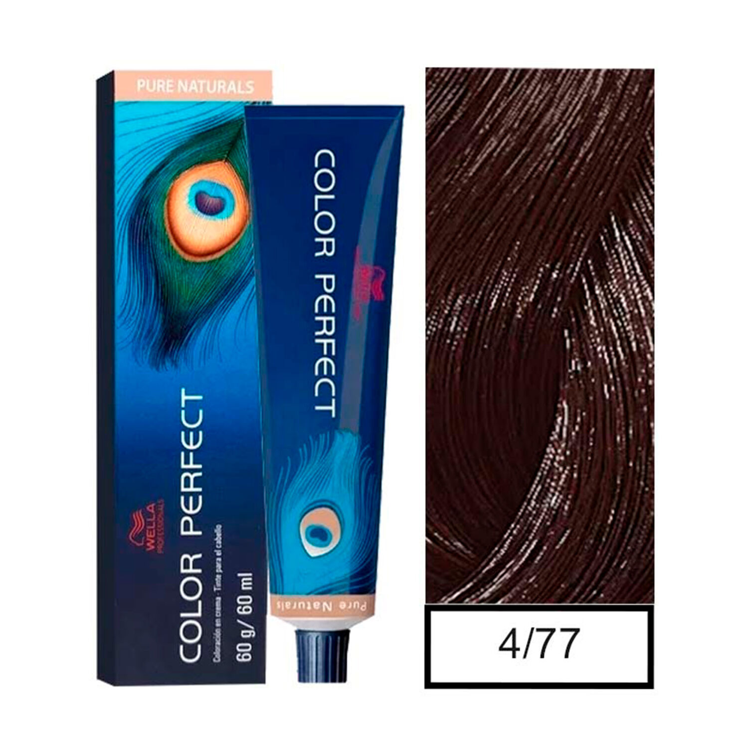 Wella - Tintura Permanente Color Perfect 4/77 Casta&ntilde;o Mediano Marr&oacute;n Intenso 60gr + Oxidante 20vol 60ml image number 0.0