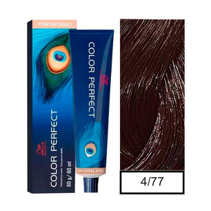 Wella - Tintura Permanente Color Perfect 4/77 Casta&ntilde;o Mediano Marr&oacute;n Intenso 60gr + Oxidante 20vol 60ml