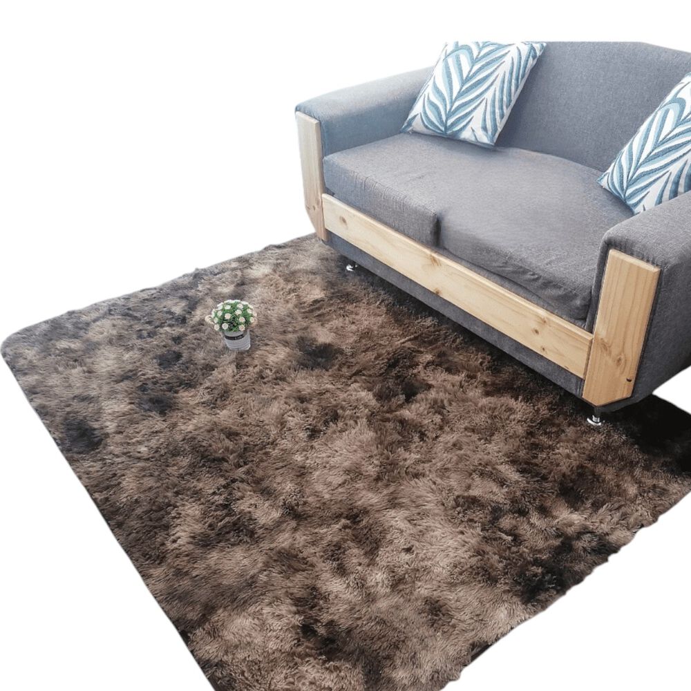 Alfombra Para Living Peluda Tipo Shaggy Medida 180cm X 200cm Color Café Jaspeado image number 0.0