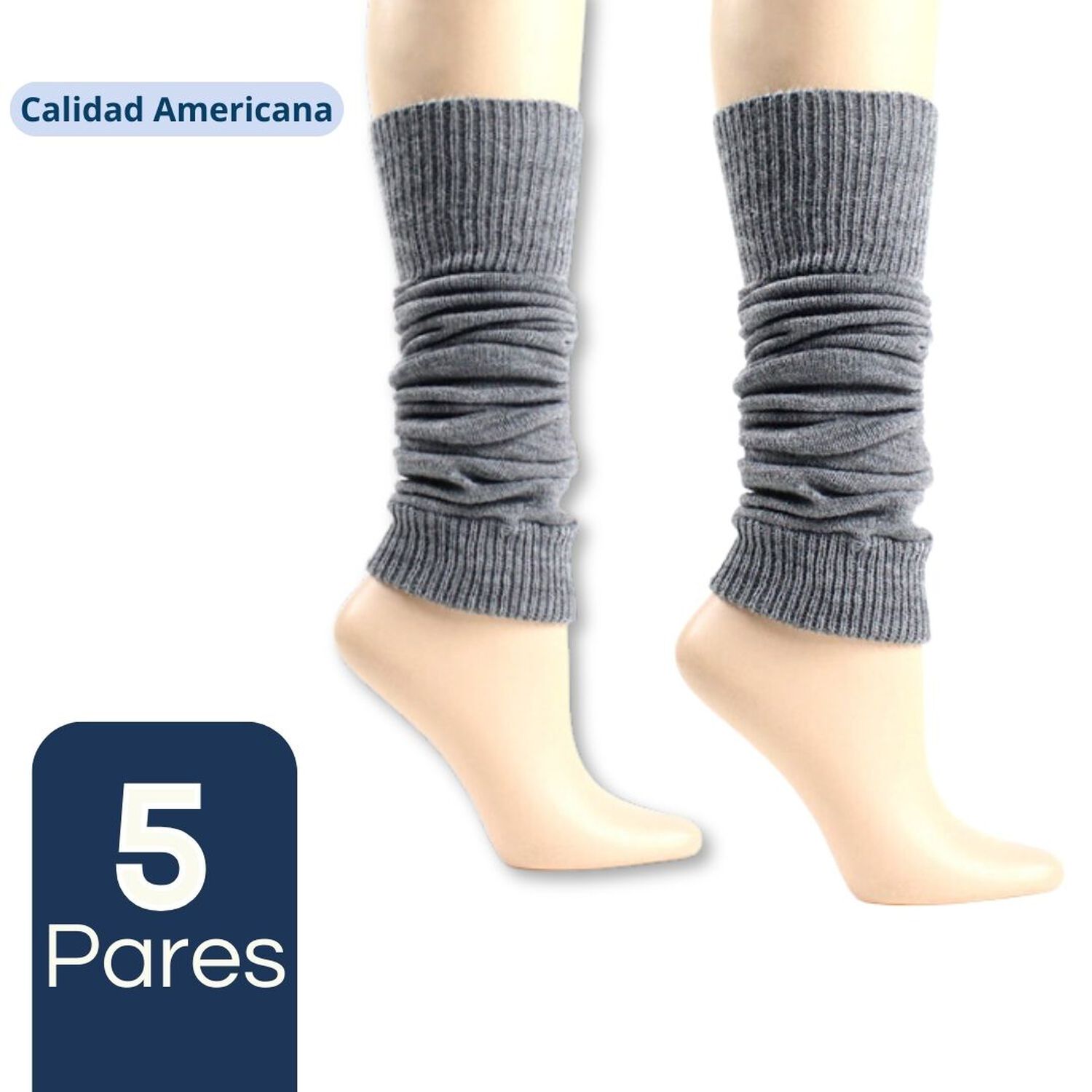 Pack 5 Polainas Escolar Acr&iacute;lica Gris Ni&ntilde;a image number 0.0