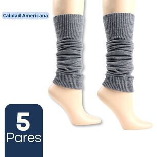 Pack 5 Polainas Escolar Acr&iacute;lica Gris Ni&ntilde;a