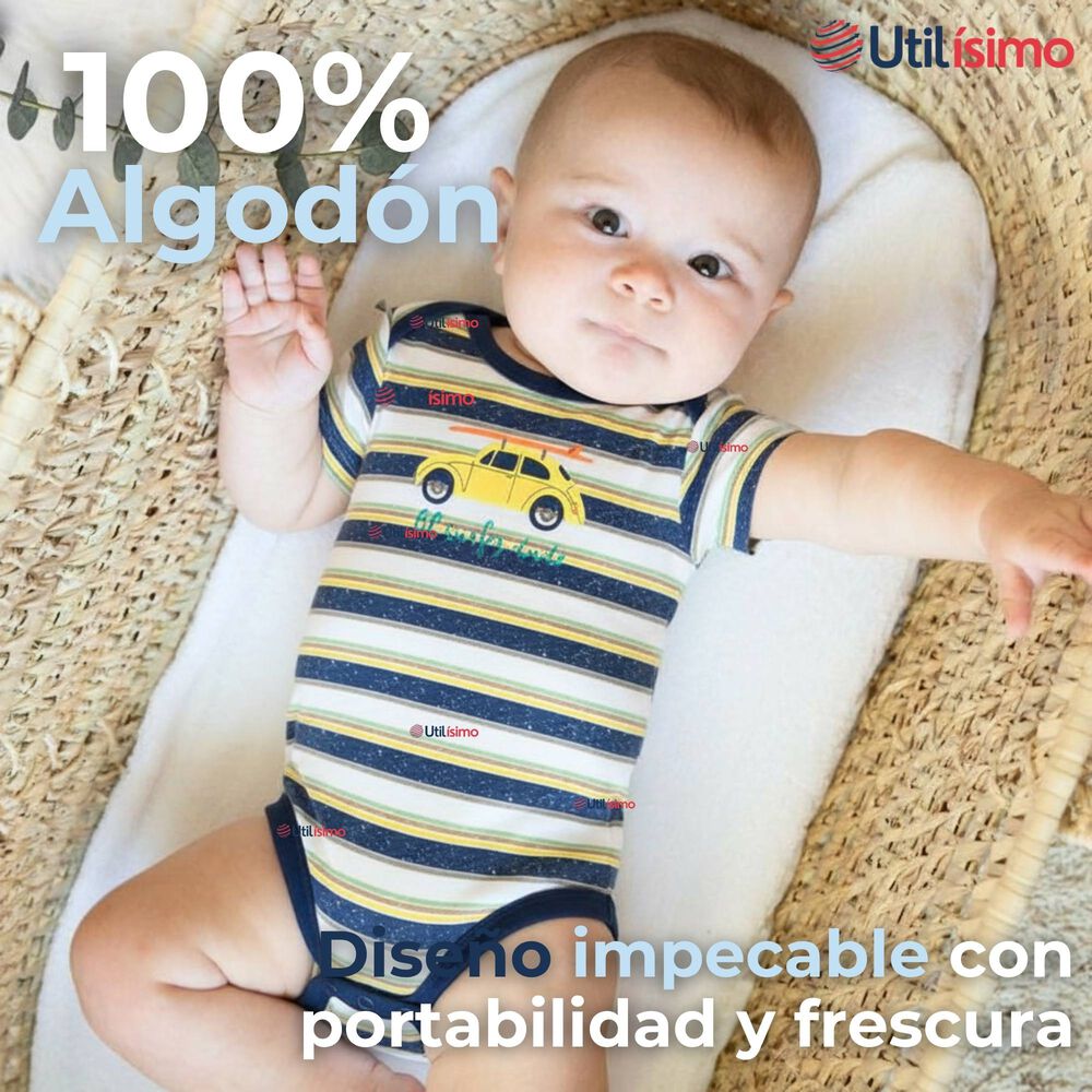 Pack 5 Bodys Niño Manga Corta Tedmimak 100% Algodón Baby On Board image number 2.0