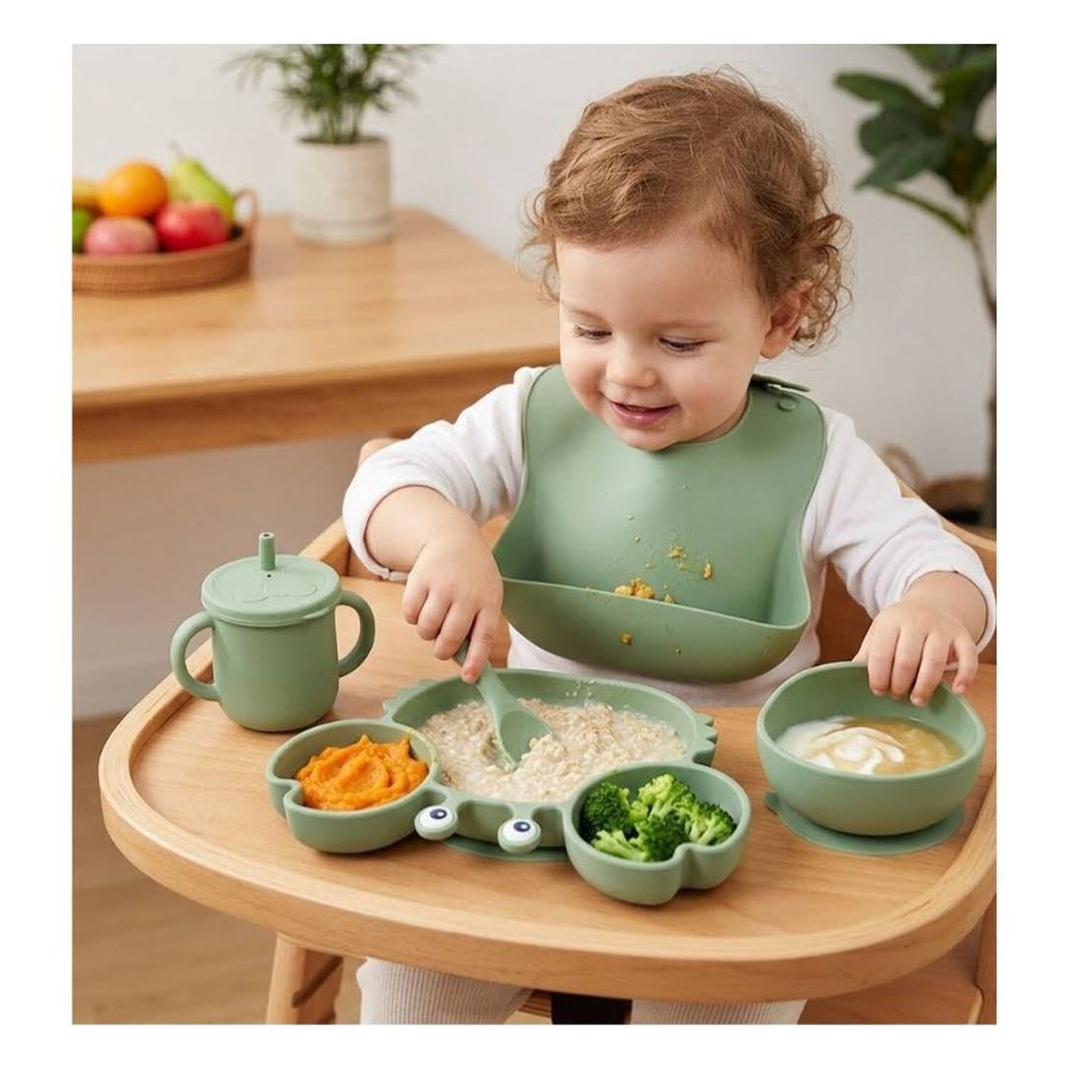 Set Alimentacion Bebe Silicona Plato Cangrejo image number 4.0