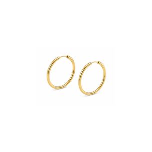 Aros Argolla Tubo 12mm Oro 18k 1.65gr Cl&aacute;sicas Regalo Mujer Dorado