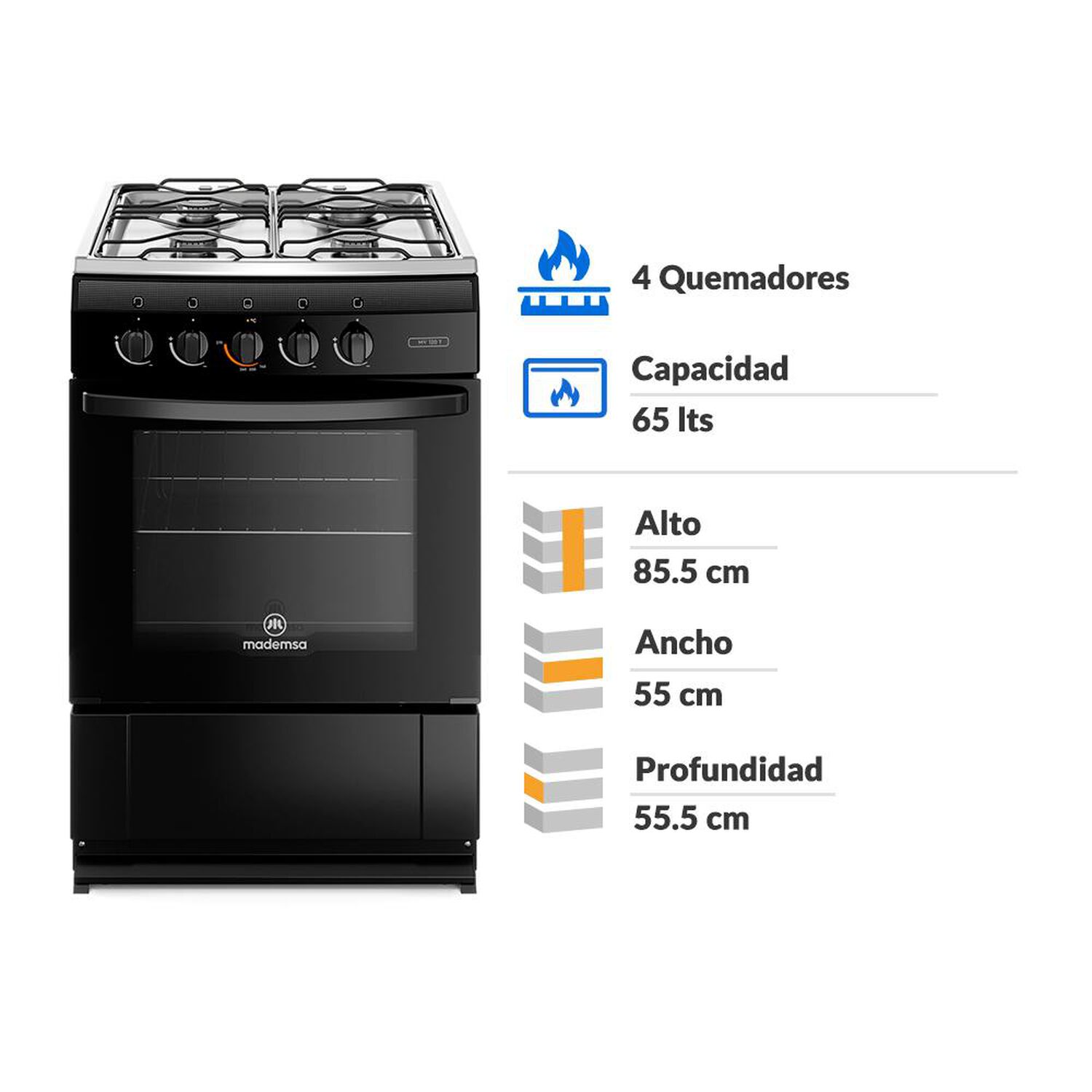 Cocina A Gas Mademsa MV 120 T / 4 Quemadores image number 1.0